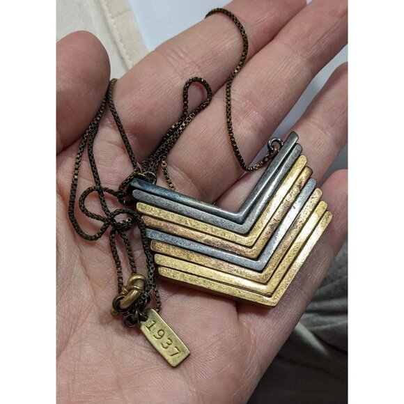 1934 Arrowstack Chevron Multi-Metallic Pendant Necklace - Picture 7 of 8